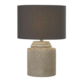 Zara Fabric Shade Table Lamp In Grey Cement Base