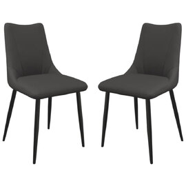 Zaria Dark Grey Faux Leather Dining Chairs In Pair