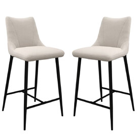 Zaria Ivory Fabric Bar Chairs In Pair