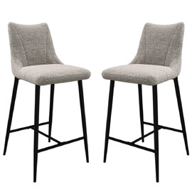 Zaria Light Grey Fabric Bar Chairs In Pair