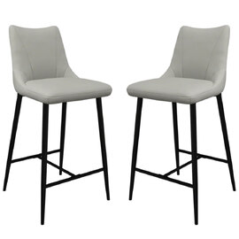 Zaria Taupe Faux Leather Bar Chairs In Pair