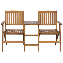Zaviso Garden Acacia Wood Folding Chairs with Tea Table in Brown