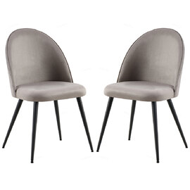 Zebulon Grey Velvet Dining Chairs With Black Legs In Pair
