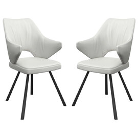 Zebulon White Leather Dining Chairs In Pair
