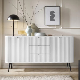 Zebulon Wooden Sideboard With 2 Doors And 3 Drawers In White