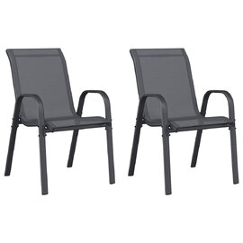 Zelaro Garden Grey Textilene Fabric Dining Chairs in Pair