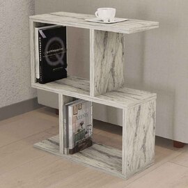 zet Wooden Side Table in Freesia Marble Effect