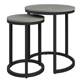 Zillah Round Ceramic Top Set Of 2 Side Table in Grey
