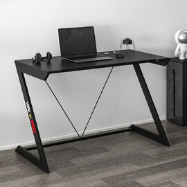 Zoned Wooden Gaming Desk in Black