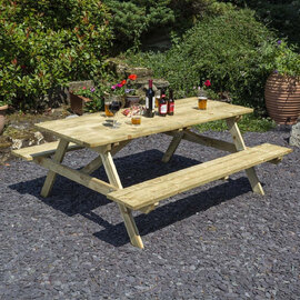 Zox Wooden Garden Rectangular 8 Seater Picnic Table In Natural