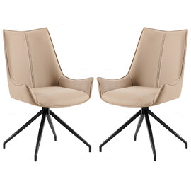 Zurich Mink PU Leather Dining Chairs With Black Legs In Pair