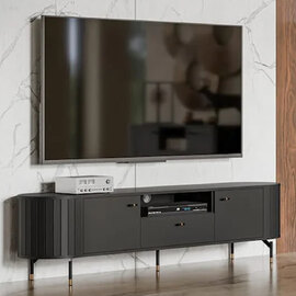 Zurich Wooden TV Stand With 2 Doors 1 Drawer In Black