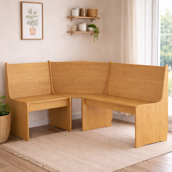 Conroe Wooden Corner Dining Bench In Honey Brown