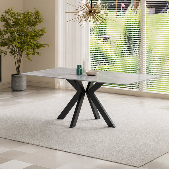 Iramix Ceramic Dining Table in Grey Matt