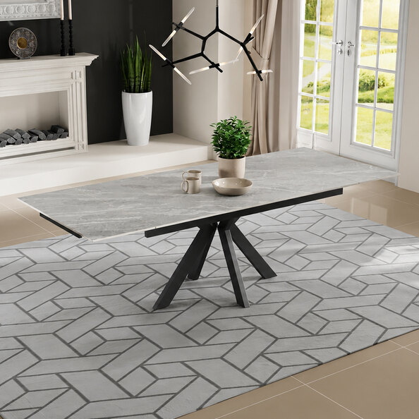 Ixtaro Ceramic Extending Dining Table in Matt Grey