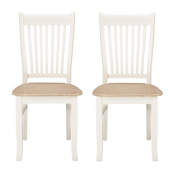 Juliet White And Cream Wooden Dining Chairs In Pair