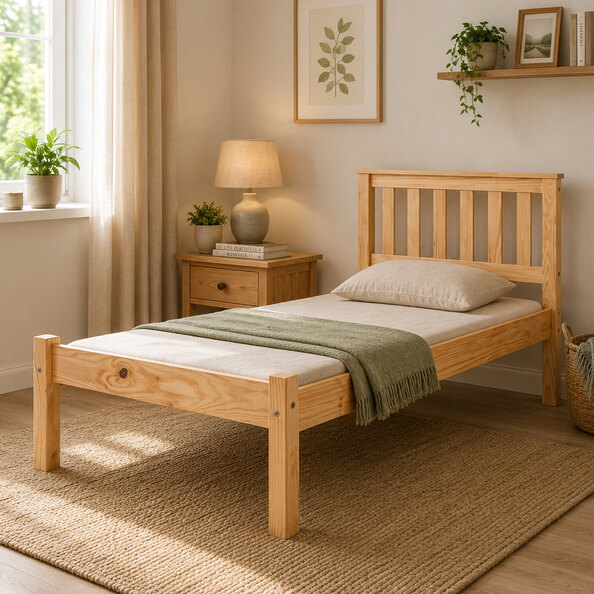 Maire Low Foot End Pine Wooden Single Bed In Antique