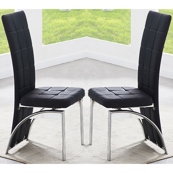 Ravenna Black Faux Leather Dining Chairs In Pair
