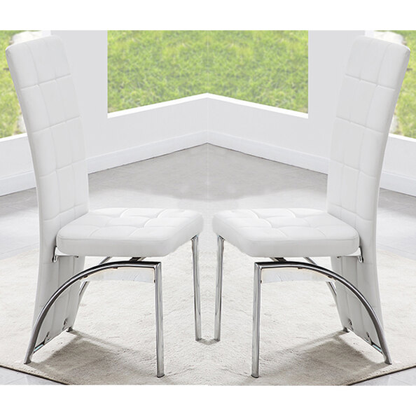 Ravenna White Faux Leather Dining Chairs In Pair