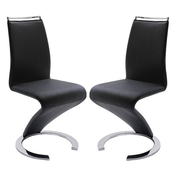 Summer Z Black Faux Leather Dining Chairs In Pair