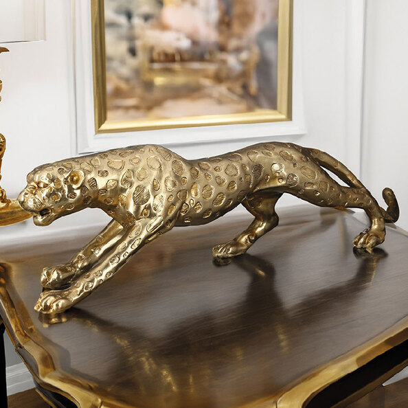 Tracy Cheetah Poly Sculpture In Antique Gold