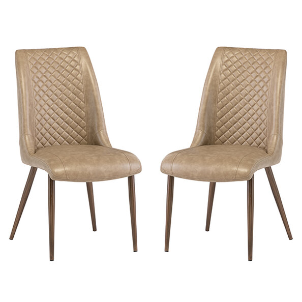 Aalya Taupe Faux Leather Dining Chairs In Pair