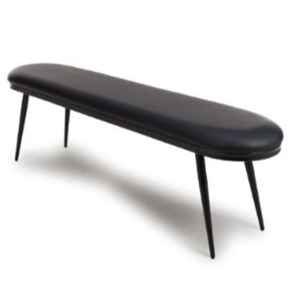 Aara Faux Leather Dining Bench With Metal Legs In Black