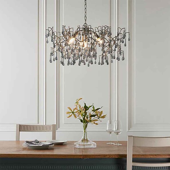 Aberdeen Glass Pendent Ceiling Light In Aged Silver