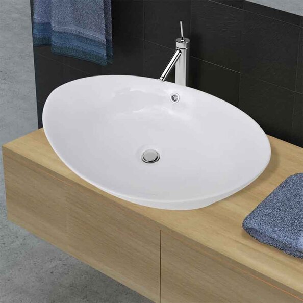 Abilene Oval Countertop Basin Without Waste 590mm Wide 0TH - White