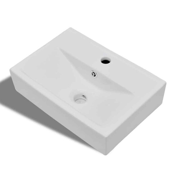 Abingdon Rectnagular Countertop Basin Without Waste 465mm Wide 1TH - White