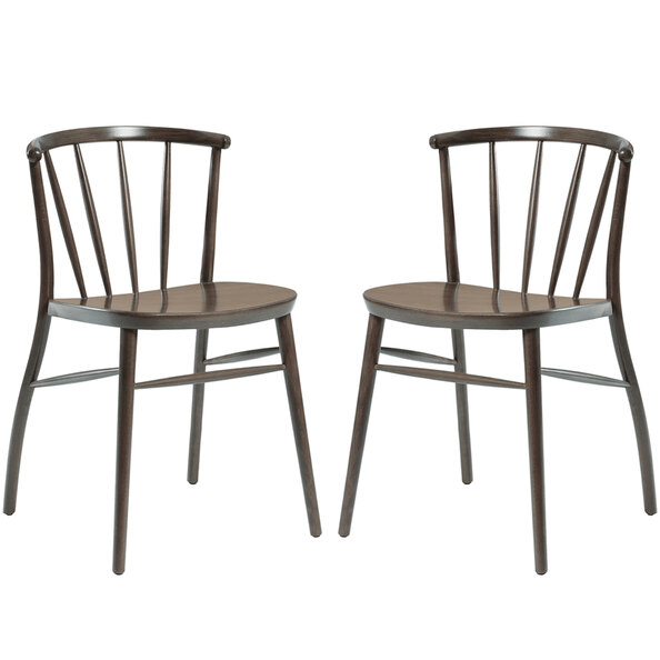 Abiquiu Antique Grey Wooden Side Dining Chairs In Pair