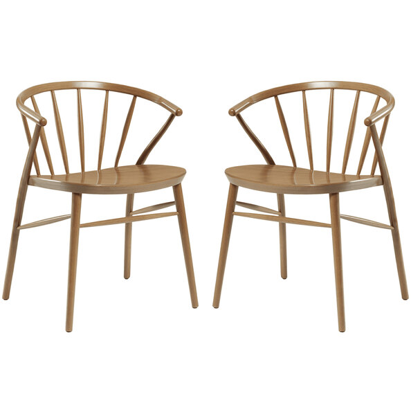 Abiquiu Antique Oak Wooden Dining Chairs In Pair