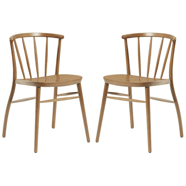 Abiquiu Antique Oak Wooden Side Dining Chairs In Pair