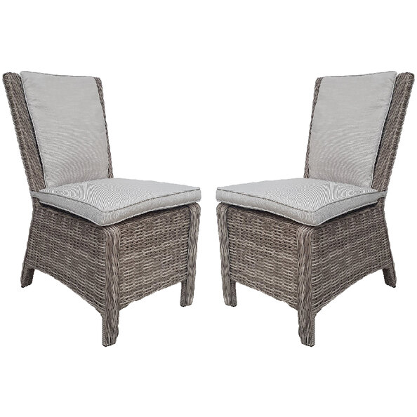 Abobo Grey Rattan Dining Chairs With Cushions In Pair