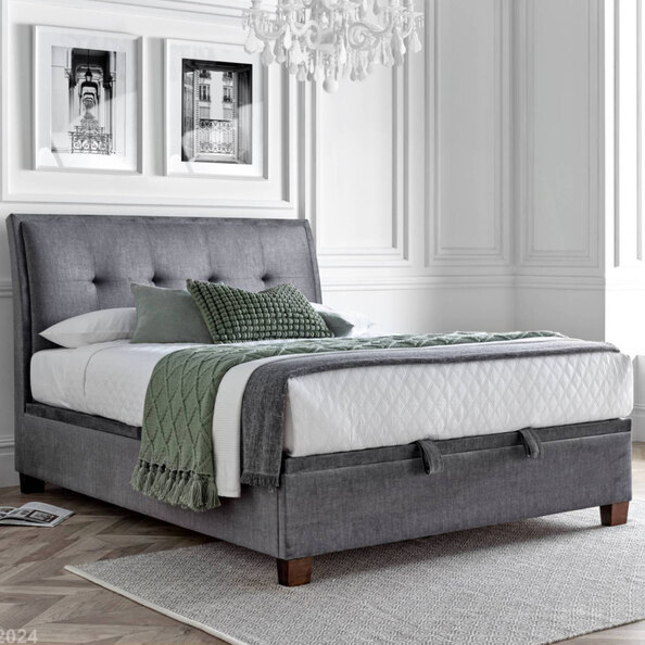 Accord Fabric Ottoman Storage Super King Size Bed In Vogue Grey