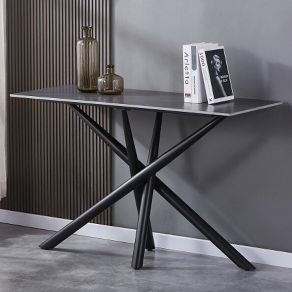 Accro White Ceramic Top Coffee Table with Black Metal Legs