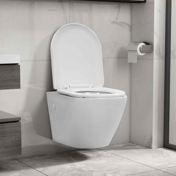 Adel White Rimless Wall Hung Toilet - Soft Close Seat