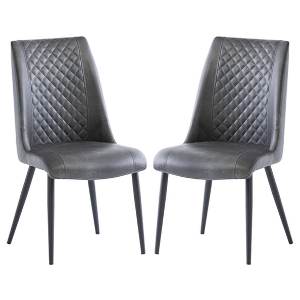 Adora Grey Faux Leather Dining Chairs In Pair