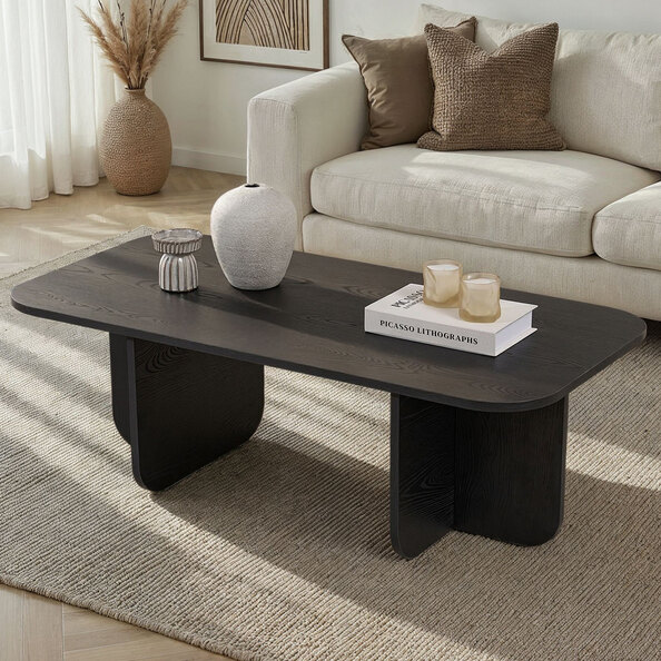 Aerin Wooden Rectangular Coffee Table in Black