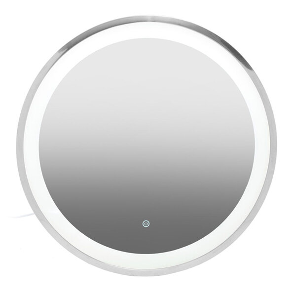 Agadir Round Illuminated Bathroom Mirror In Silver Frame