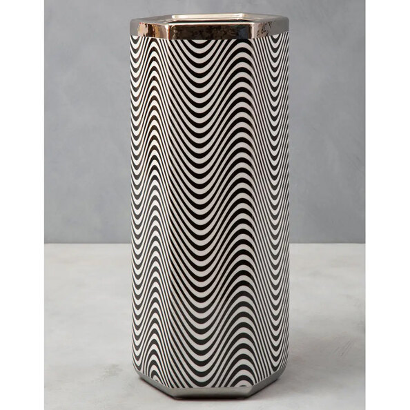 Aiken Ceramic Umbrella Stand In Black And White