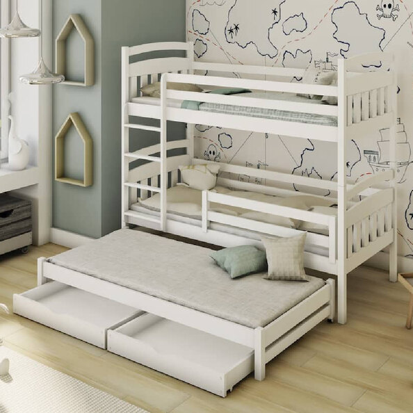Aiken Wooden Bunk Bed With Bonnell Mattress In Matt White