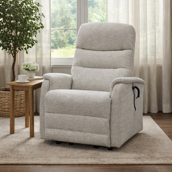 Ainsley Fabric Dual Motor Recliner Chair in Natural