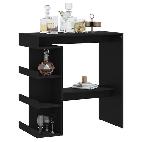 Aiza 100cm Wooden Bar Table With Storage Rack In Black