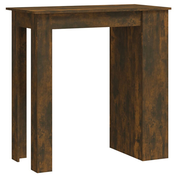 Aiza 102cm Wooden Bar Table With Storage Rack In Smoked Oak