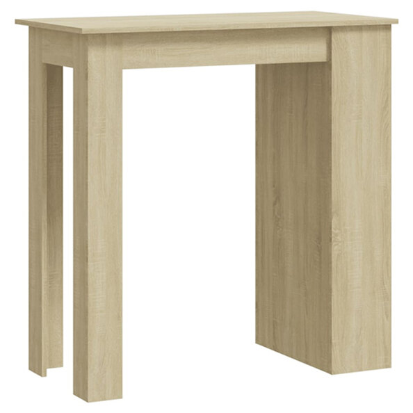 Aiza 102cm Wooden Bar Table With Storage Rack In Sonoma Oak