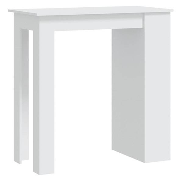 Aiza 102cm Wooden Bar Table With Storage Rack In White