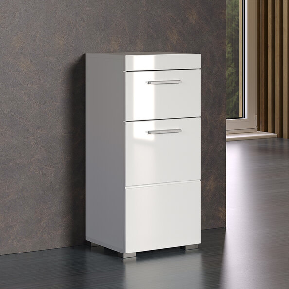 Akito High Gloss Bathroom Storage Cabinet In White
