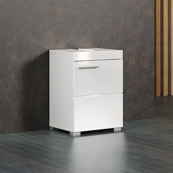 Akito High Gloss Vanity Unit with 1 Door in White