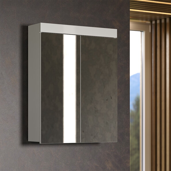 Amanda High Gloss Wall Mounted Mirror Cabinet In White